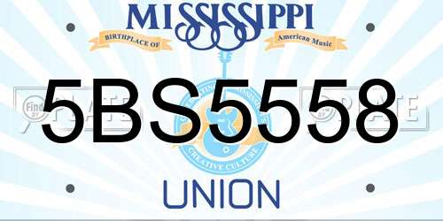 5BS5558 Mississippi License Plate
