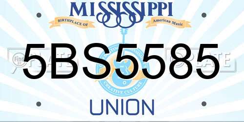 5BS5585 Mississippi License Plate