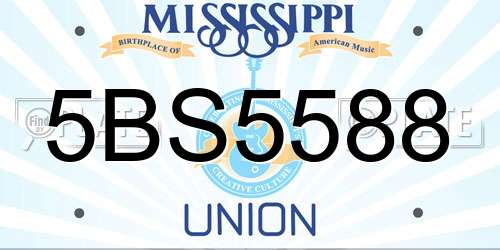 5BS5588 Mississippi License Plate