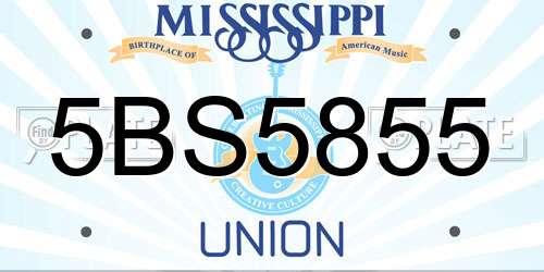 5BS5855 Mississippi License Plate
