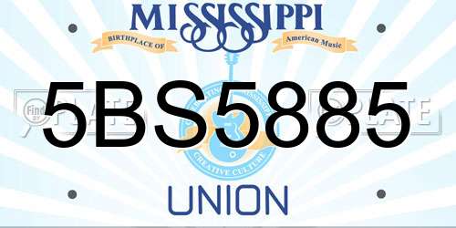 5BS5885 Mississippi License Plate