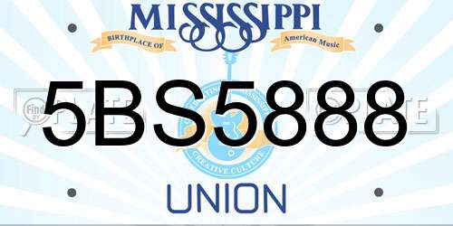 5BS5888 Mississippi License Plate