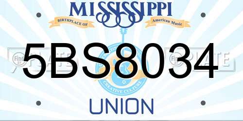 5BS8034 Mississippi License Plate