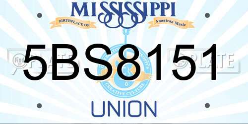 5BS8151 Mississippi License Plate