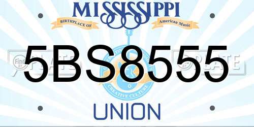 5BS8555 Mississippi License Plate