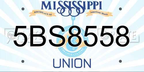 5BS8558 Mississippi License Plate