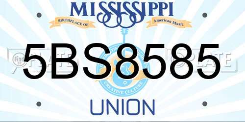 5BS8585 Mississippi License Plate