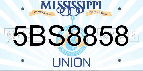 5BS8858 Mississippi License Plate