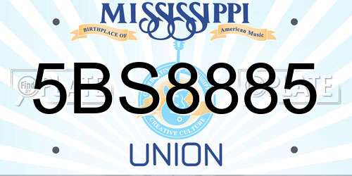 5BS8885 Mississippi License Plate