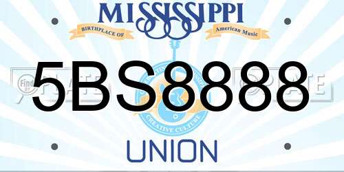 5BS8888 Mississippi License Plate