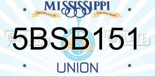 5BSB151 Mississippi License Plate