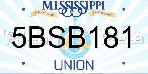 5BSB181 Mississippi License Plate