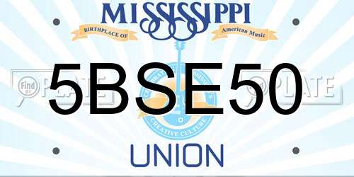 5BSE50 Mississippi License Plate