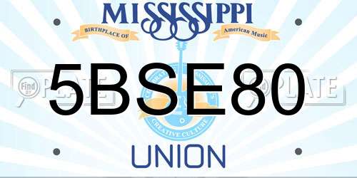 5BSE80 Mississippi License Plate
