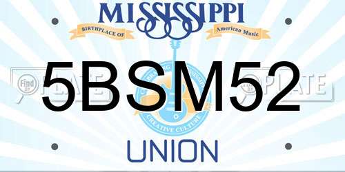 5BSM52 Mississippi License Plate