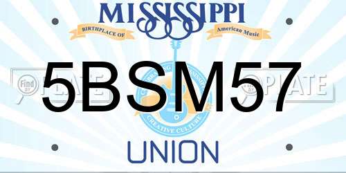5BSM57 Mississippi License Plate
