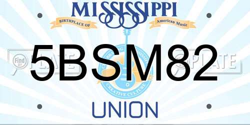 5BSM82 Mississippi License Plate