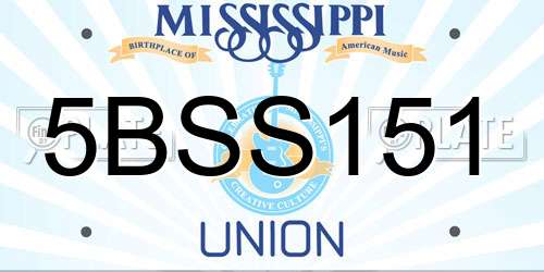 5BSS151 Mississippi License Plate