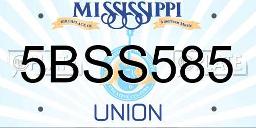 5BSS585 Mississippi License Plate