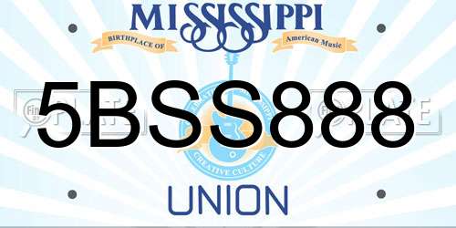 5BSS888 Mississippi License Plate