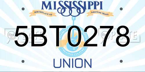 5BT0278 Mississippi License Plate