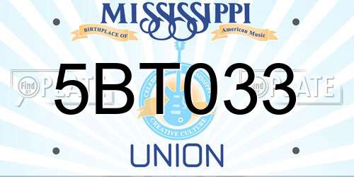 5BT033 Mississippi License Plate