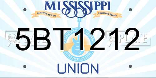 5BT1212 Mississippi License Plate