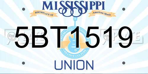5BT1519 Mississippi License Plate