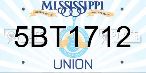 5BT1712 Mississippi License Plate