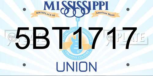 5BT1717 Mississippi License Plate