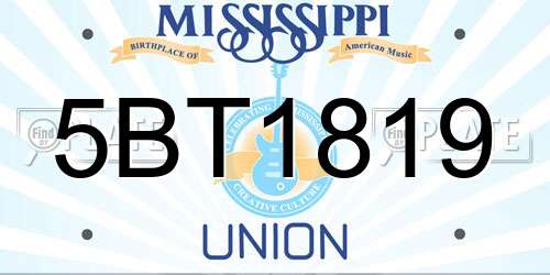 5BT1819 Mississippi License Plate