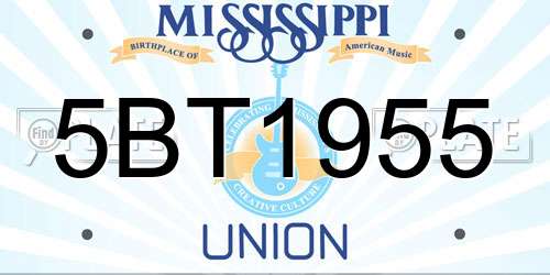 5BT1955 Mississippi License Plate