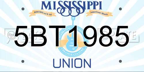 5BT1985 Mississippi License Plate