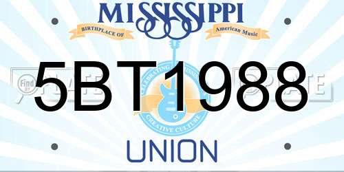 5BT1988 Mississippi License Plate