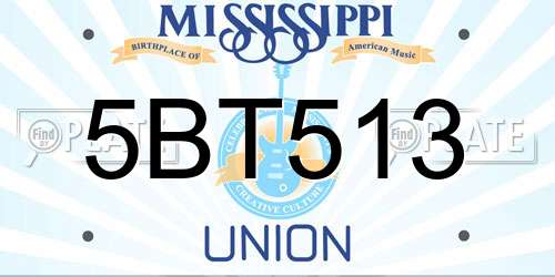 5BT513 Mississippi License Plate