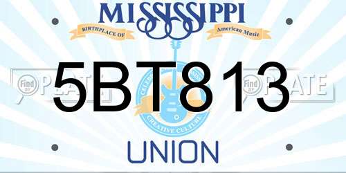 5BT813 Mississippi License Plate
