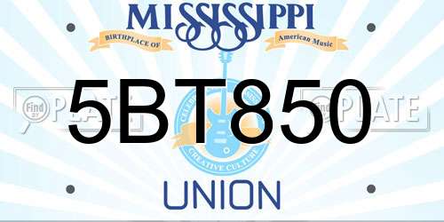 5BT850 Mississippi License Plate