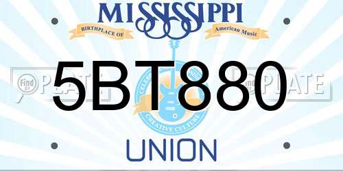 5BT880 Mississippi License Plate