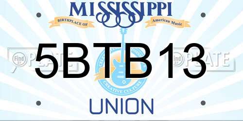 5BTB13 Mississippi License Plate