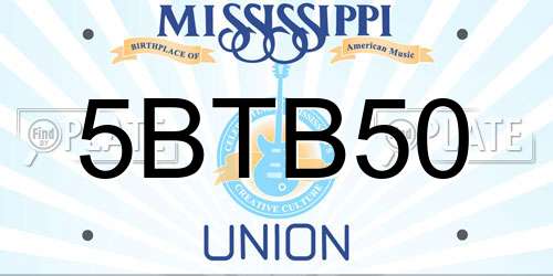 5BTB50 Mississippi License Plate