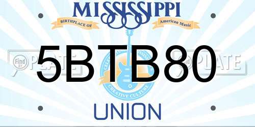 5BTB80 Mississippi License Plate