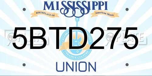 5BTD275 Mississippi License Plate