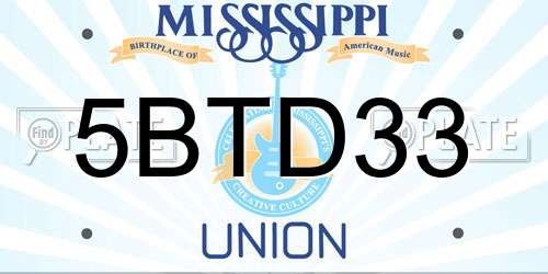 5BTD33 Mississippi License Plate