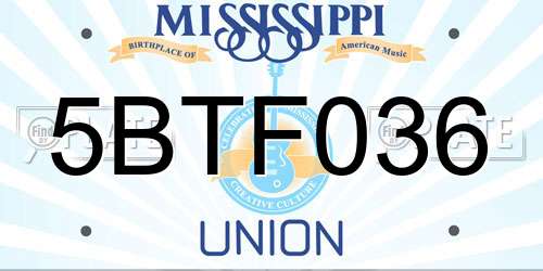 5BTF036 Mississippi License Plate