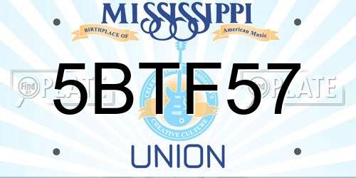 5BTF57 Mississippi License Plate