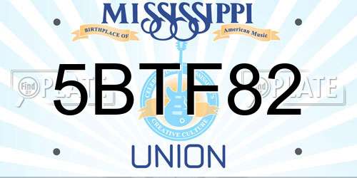 5BTF82 Mississippi License Plate