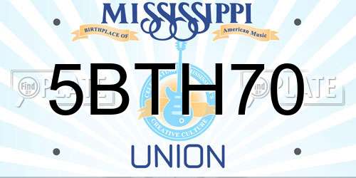 5BTH70 Mississippi License Plate