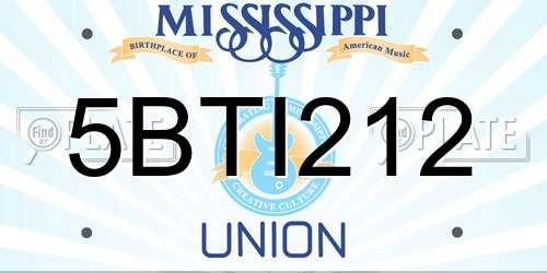 5BTI212 Mississippi License Plate