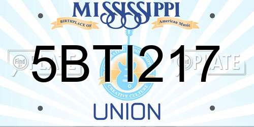 5BTI217 Mississippi License Plate