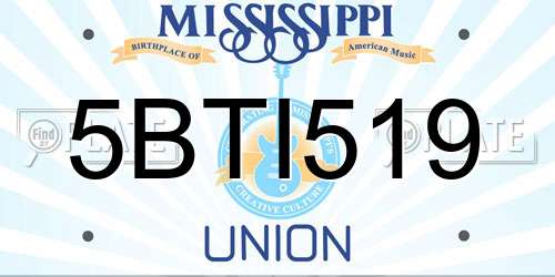 5BTI519 Mississippi License Plate